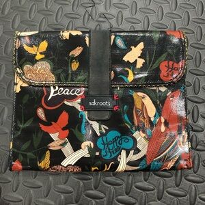 Sakroots Black Multicolor Bird Print padded bag